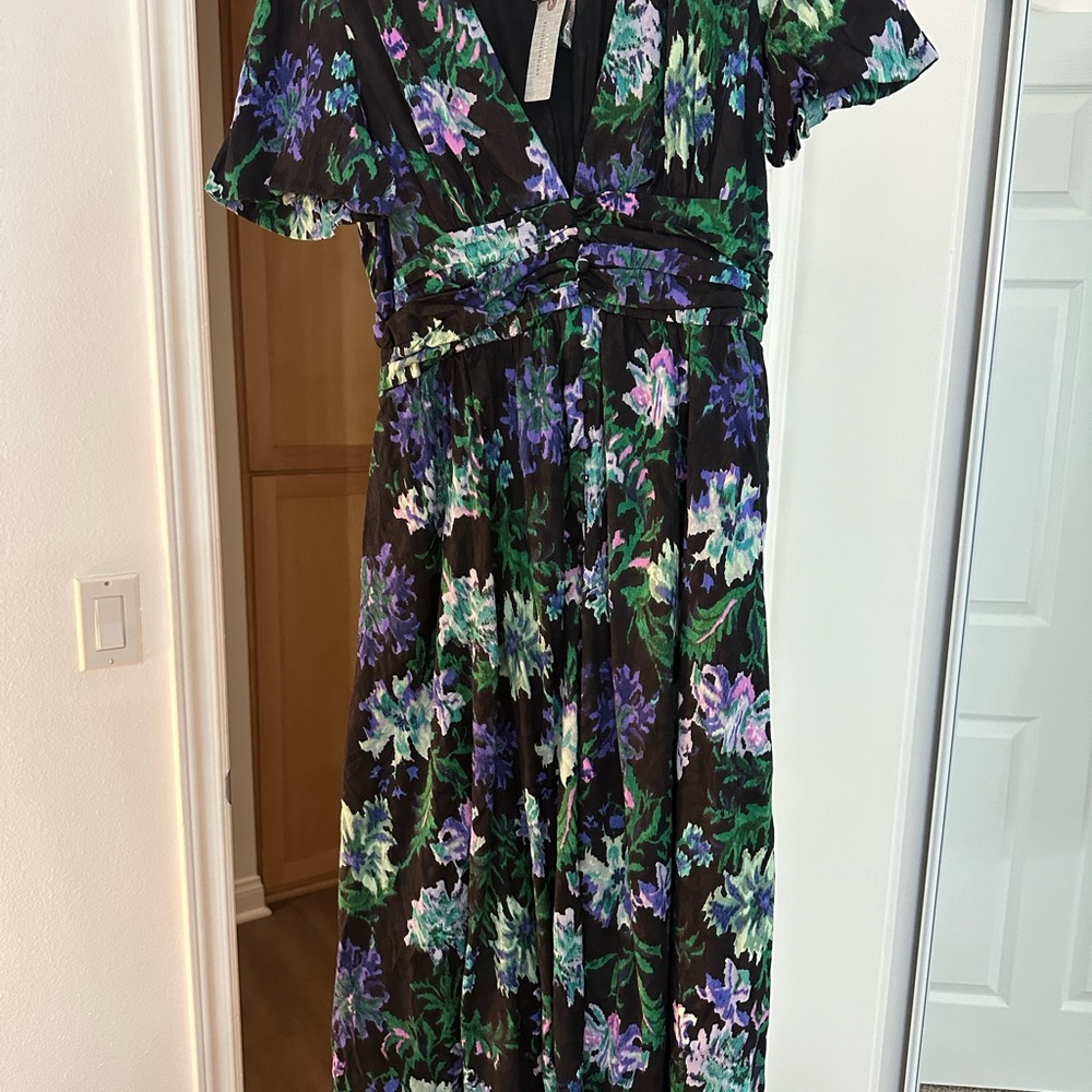 Floral Black and Green Dress